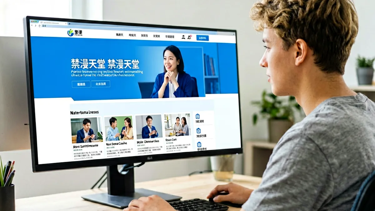 新手用户正在浏览器中输入禁漫天堂官网网站的地址，屏幕上显示清晰的网站界面和功能介绍页面