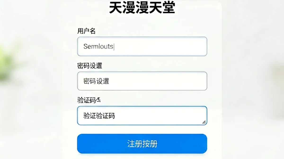 注册流程界面截图，展示了用户名设置、密码创建和验证码输入等关键步骤的选项位置